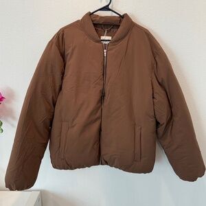 KUWALLA-TEE Woman’s Brown Puffer Bomber Jacket Size XL NWT